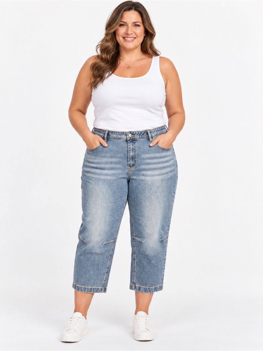 Flamingals Women’s 4XL Blue Cropped Jeans Stretch Denim NWT